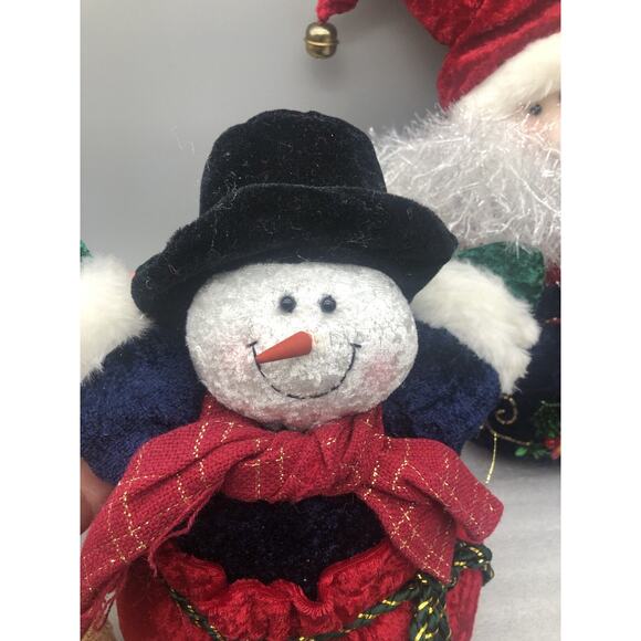 2 Vintage PBC International Plushy Santa Claus & Snowman Decoration Stuffed READ - Picture 8 of 16